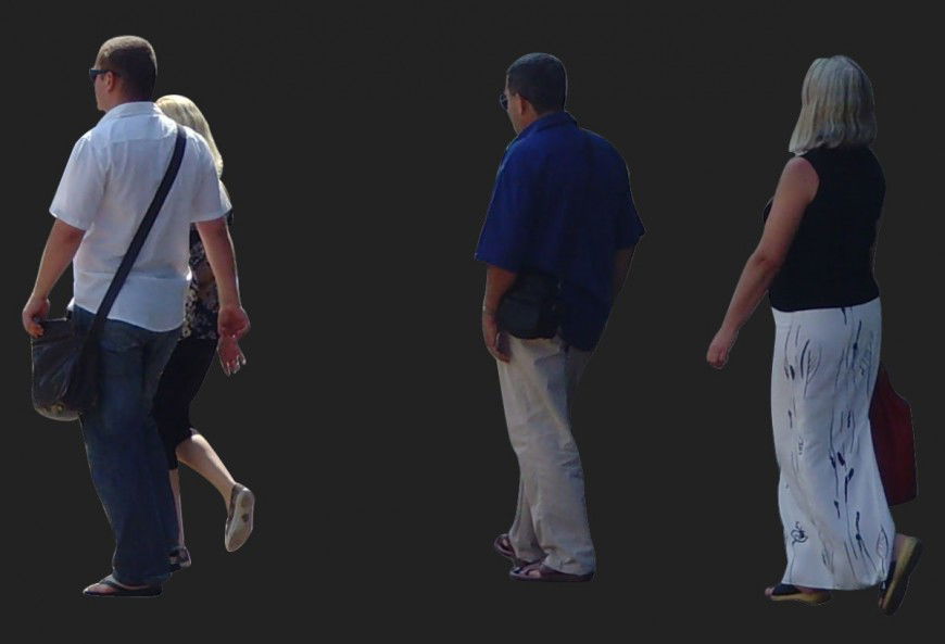 Different aged group walking people 3d model layout photo file
