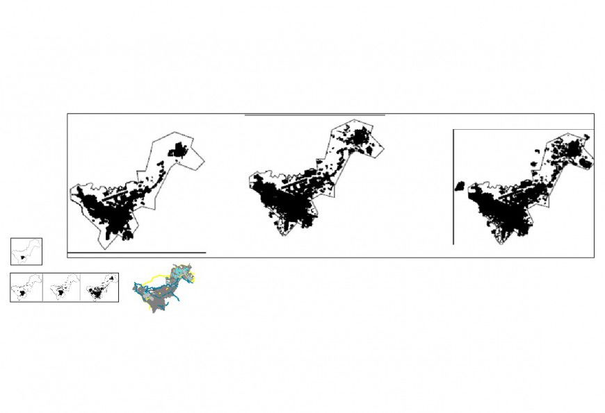 Different area map detail 2d view layout file in autocad format