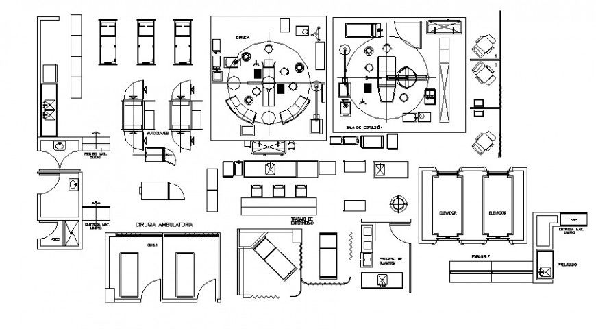 Different block of hospital equipment detail in auto cad
