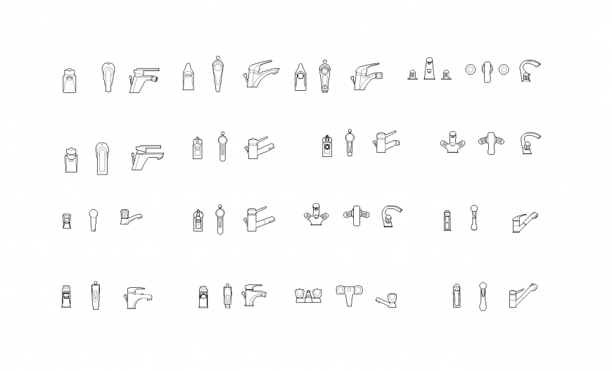 Different block of stop valve with plan and side view dwg file