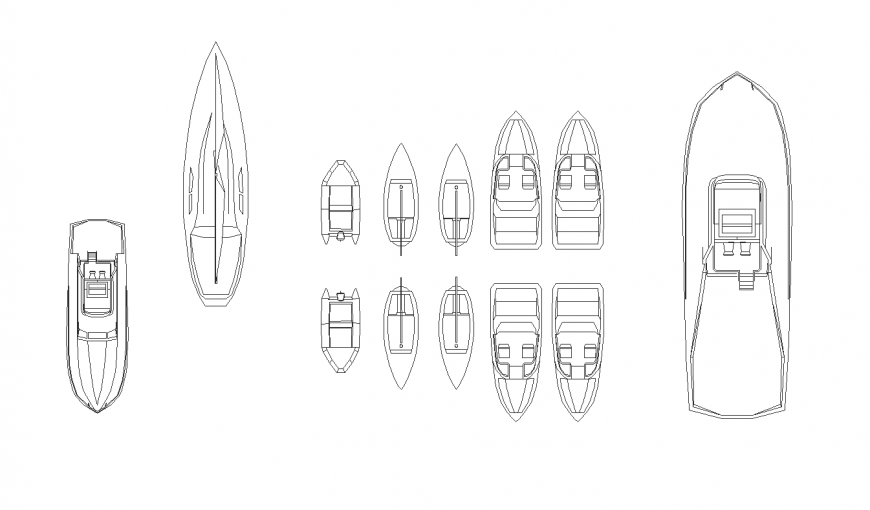 Different boat design plan view dwg file