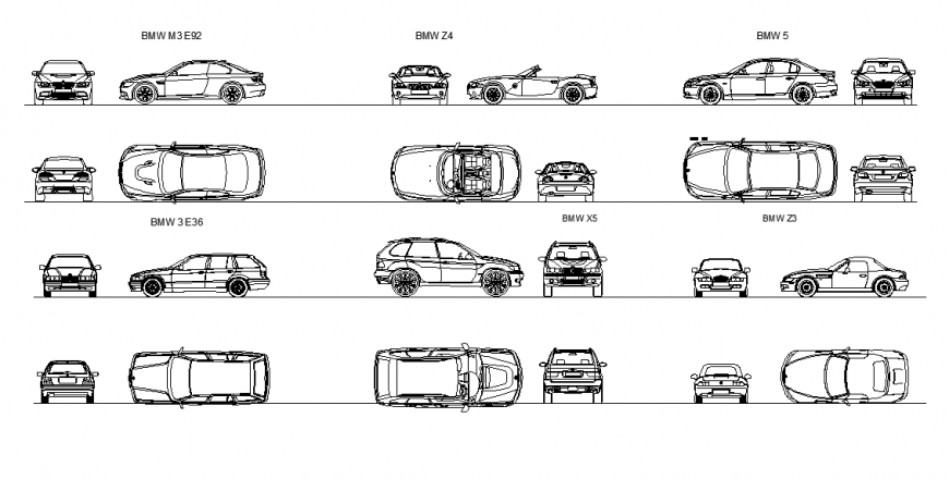 Different cars detail CAD blocks elevation autocad file