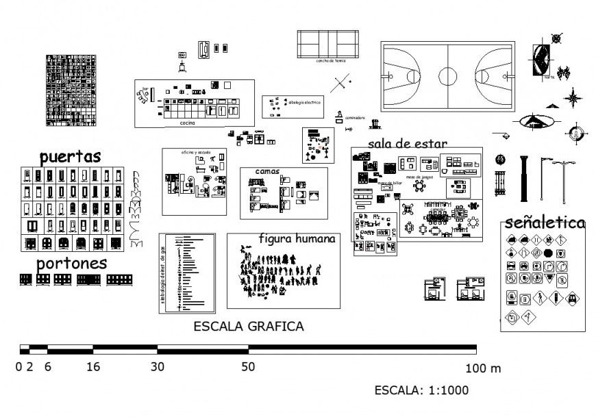 Different civil engineering blocks detail 2d view layout file in autocad format