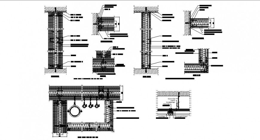 Different column support elevation and detail for hotel in auto cad