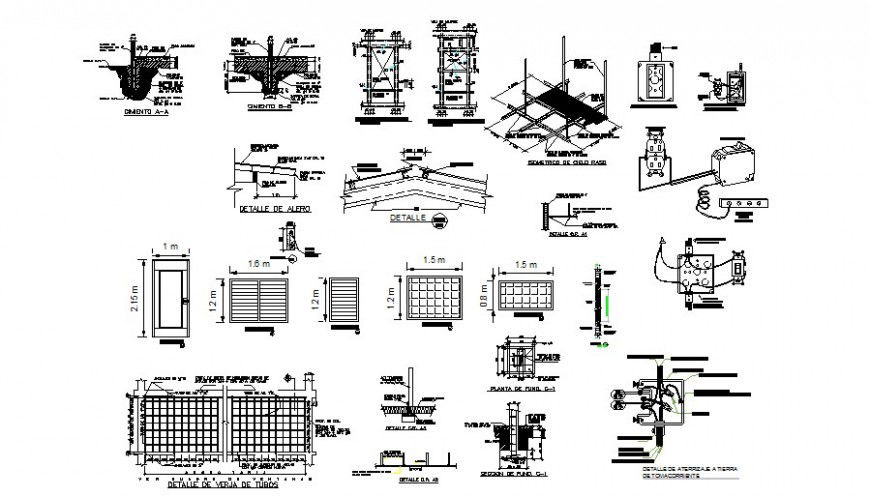 Different construction unit 2d view CAD structural block layout file in dwg forma