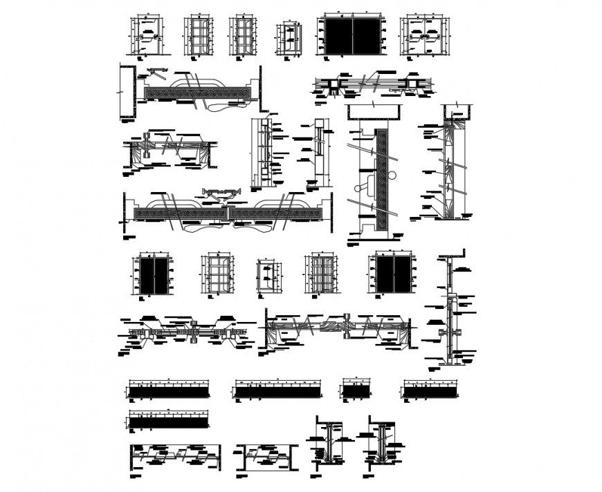 Different construction units and door window blocks 2d view autocad file