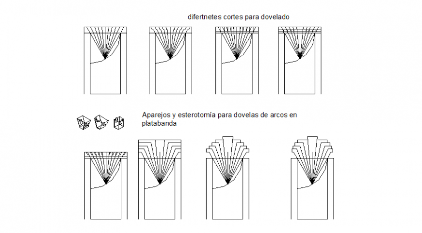 Different cuts for beveling plan detail dwg file