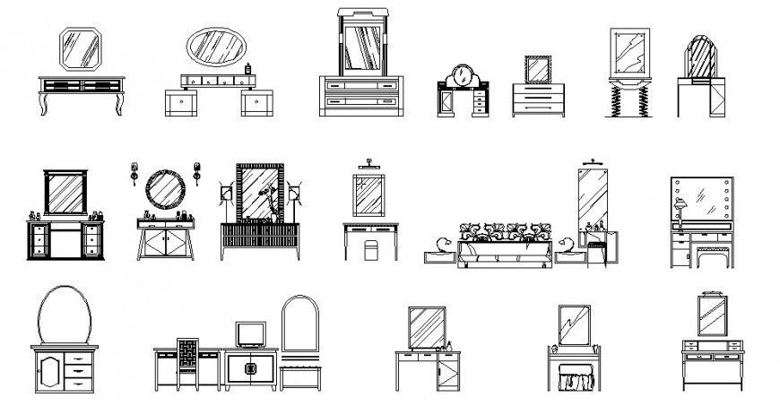 Different design Dressing table dwg file