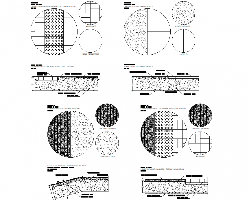 Different design of flooring tiles autocad file