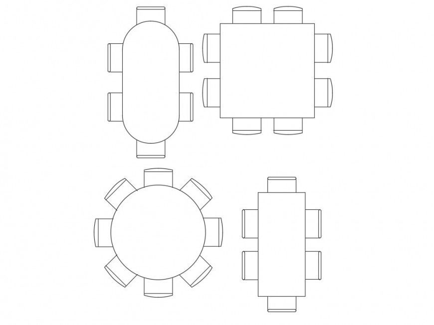 Different dining table design 2d view CAD furniture blocks autocad file
