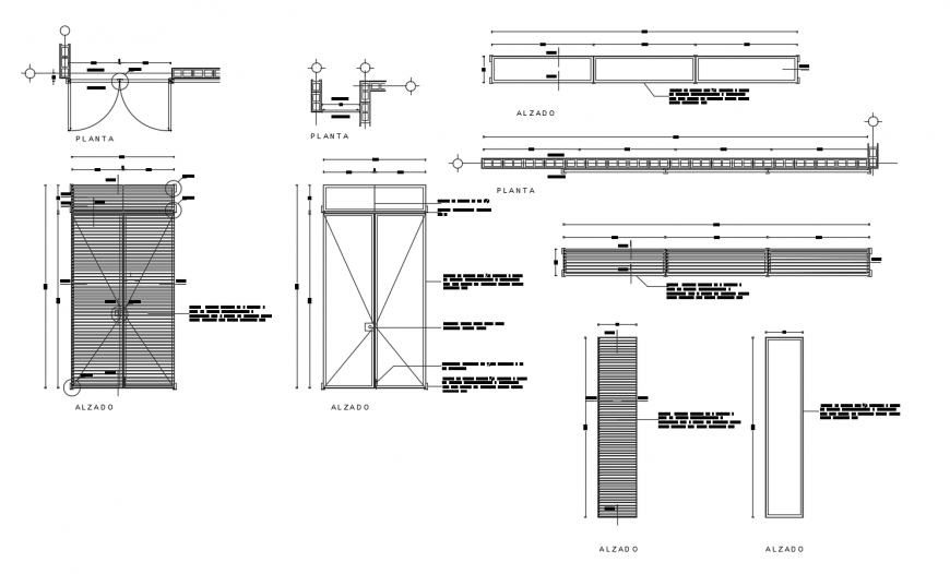 Different door and window plan and elevation in AutoCAD file