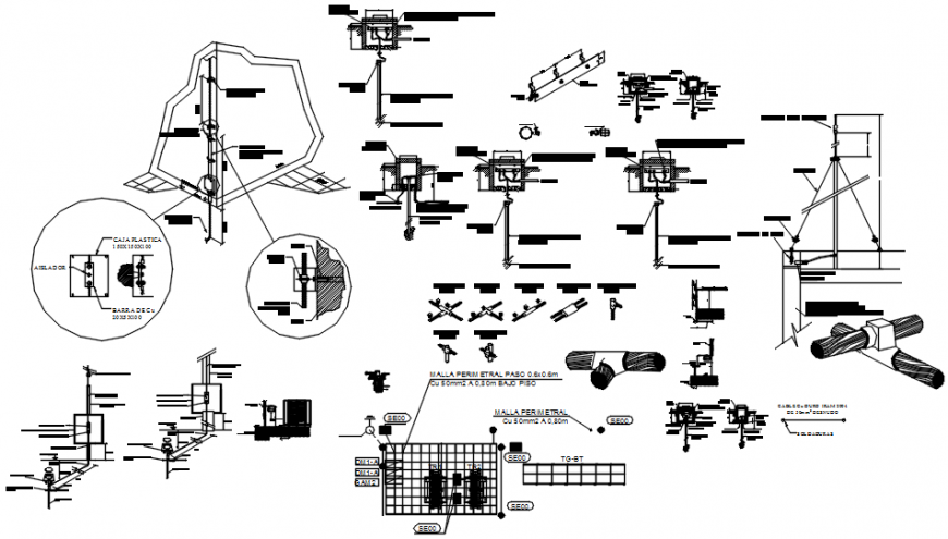 Different electrical cable installation view in AutoCAD file