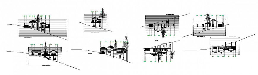 Different elevation of residential housing units drawing in this autocad file