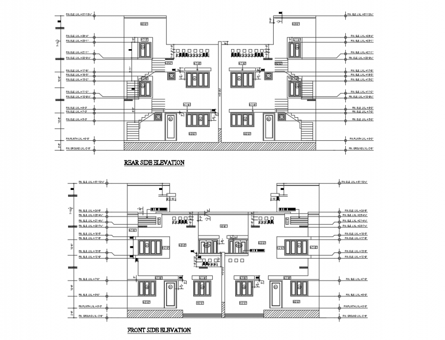 Different elevation of restaurant in auto cad software
