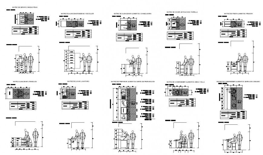 Different furniture block of restaurant 2d view layout file in autocad format