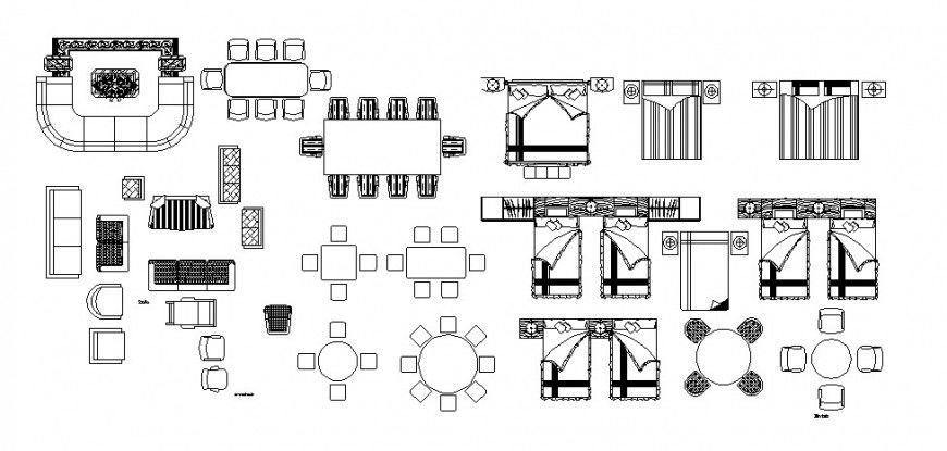 Different furniture block view in AutoCAD