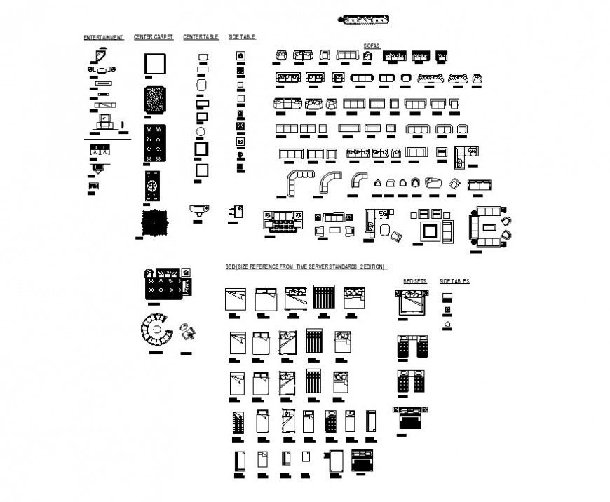 Different Furniture blocks layout file in autocad format