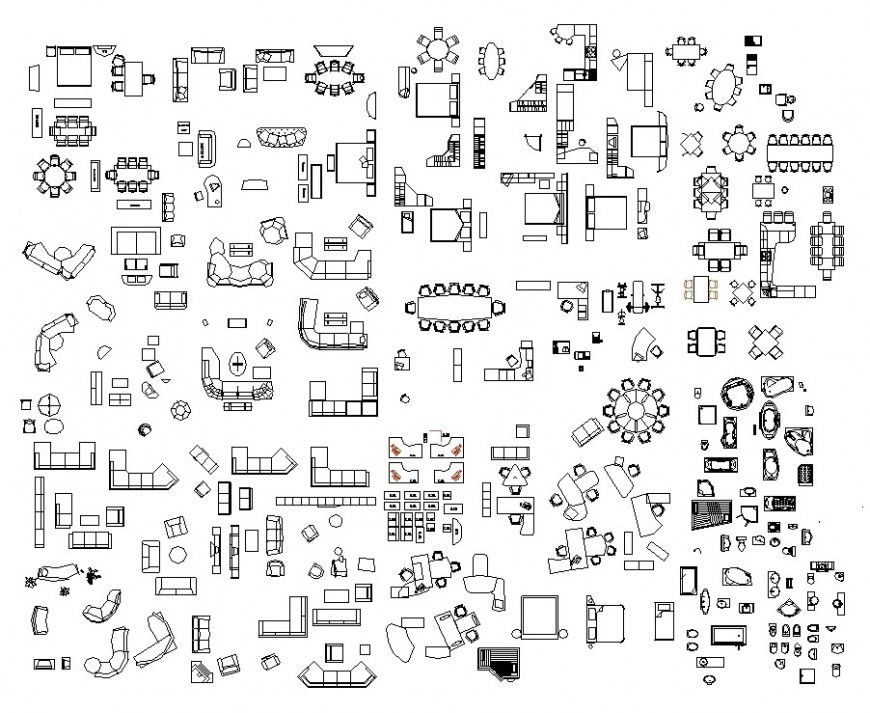 Different Furniture Units 2D View CAD Block Layout DWG File