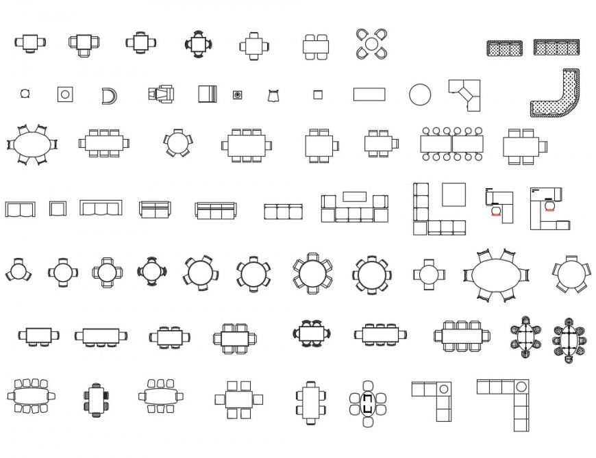 Various Furniture Units 2D View Layout Blocks DWG File
