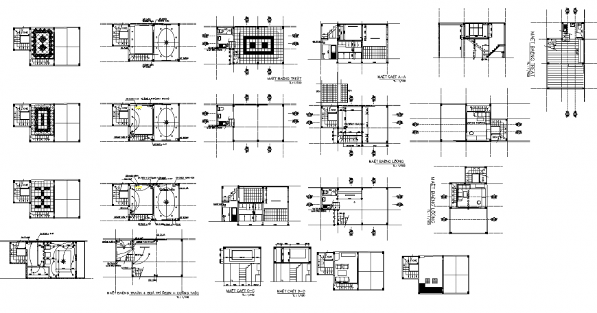 Different housing structure interior 2d view layout dwg file