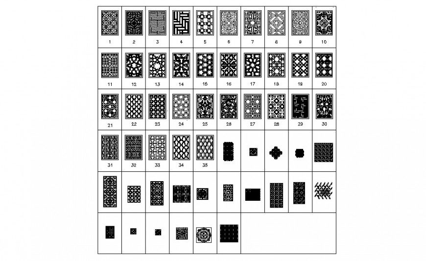 Different Islamic block design with interior design dwg file