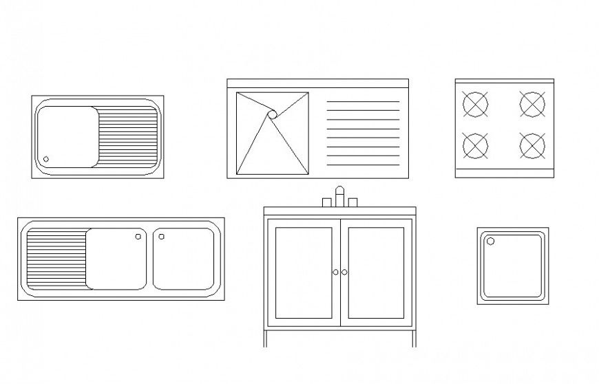 Kitchen Furniture CAD Blocks with 2D Elevation Views