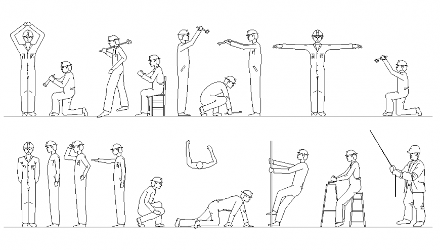 Different labors detail elevation layout AutoCAD file
