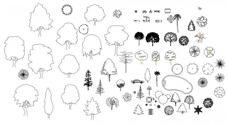 Different landscaping blocks 2d view autocad file