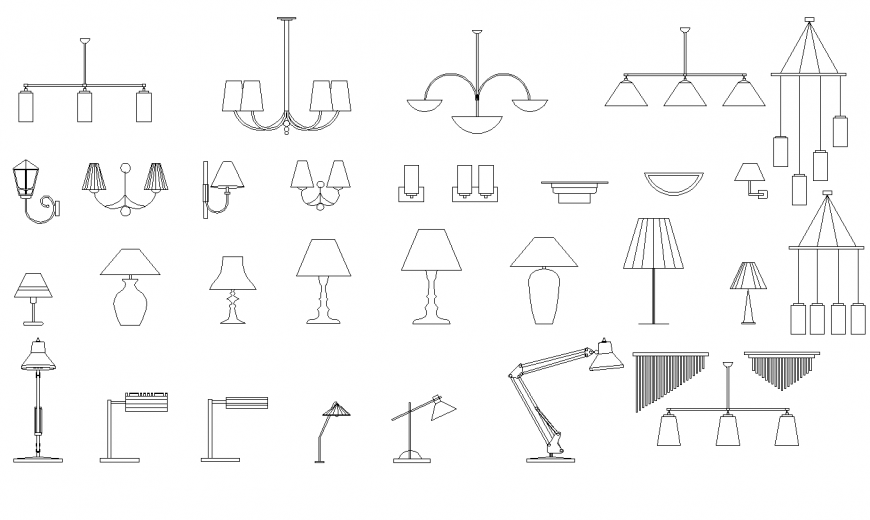 Different light units detail elevation autocad file