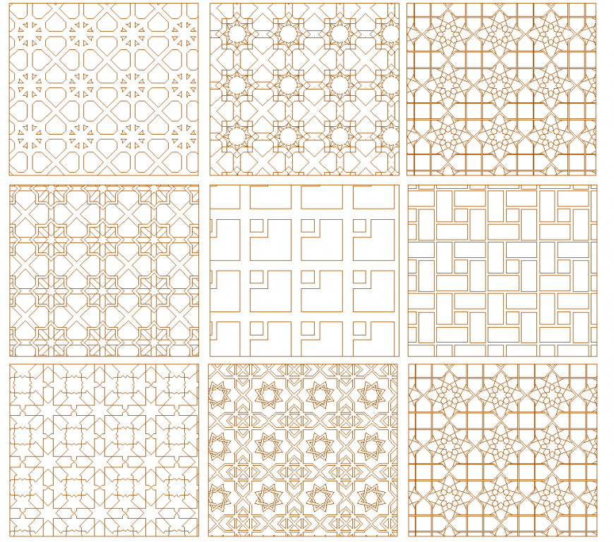 Different motif drawing in dwg file.