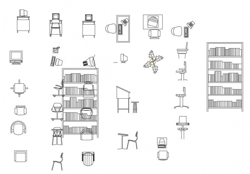 Different office furniture units detail 2d view layout file in autocad format