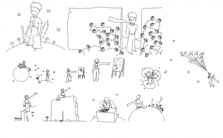 Different people blocks 2d view CAD block file in dwg format