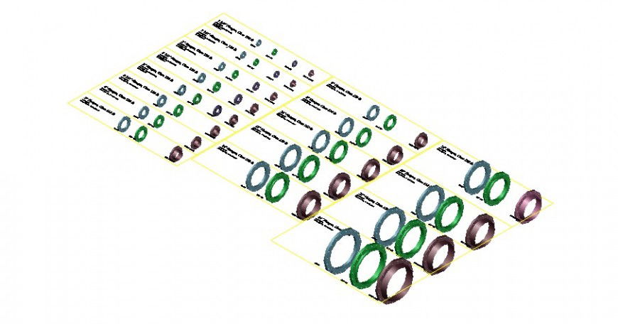 Different pipe brackets layout file in autocad format