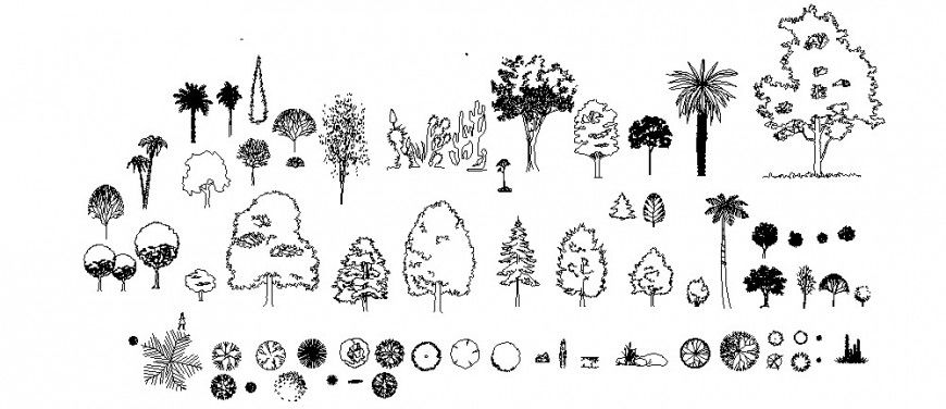 Different Plan and elevation of tree block in AutoCAD