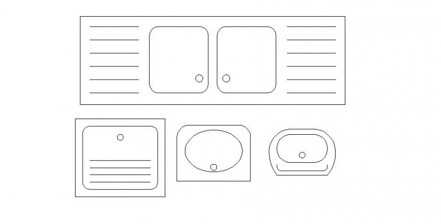 Different sanitary blocks detail 2d view elevation layout file in dwg format