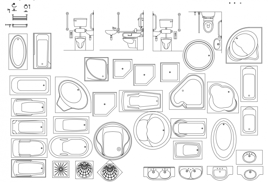 Different sanitary toilet elevation 2d view layout autocad file