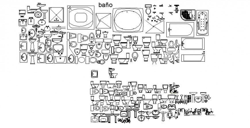 Sanitary Unit Block Layout in AutoCAD DWG File Format