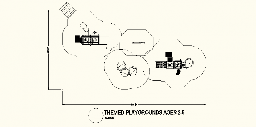 Different shape detail themed park dwg file