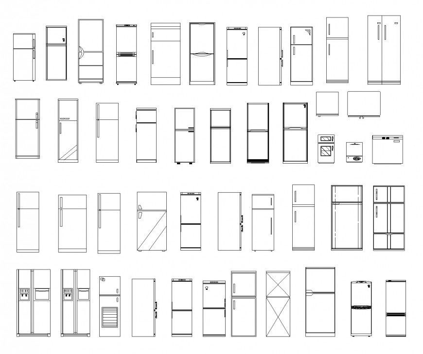 Different shape of Refrigerator elevation layout file