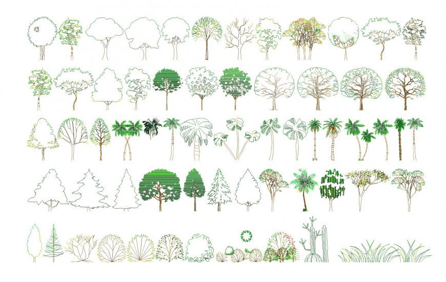 Different shape of tree autocad file