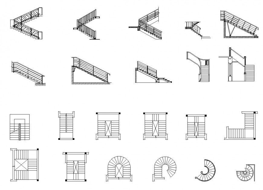 Different staircase structure CAD block layout file in autocad format