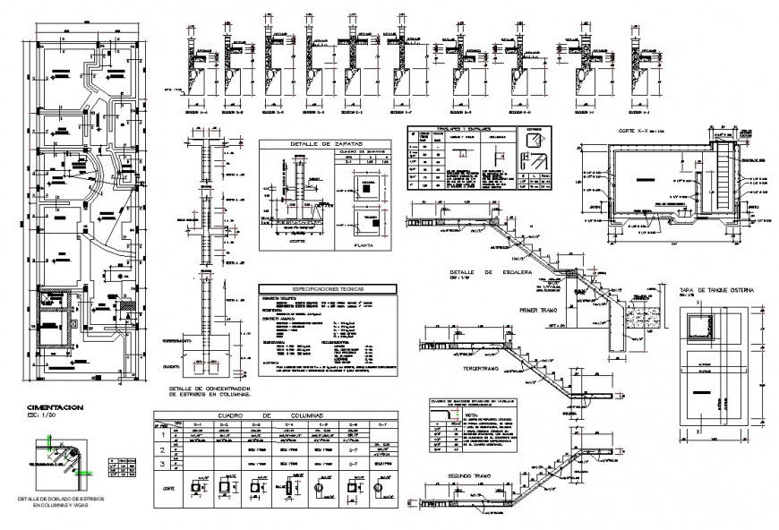 Different structural units CAD construction block layout file in dwg format