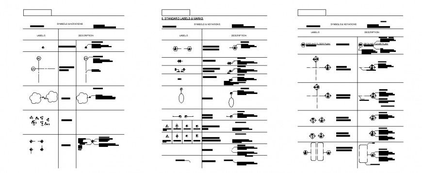Different symbols and notation detail 2d view CAD logo block autocad file