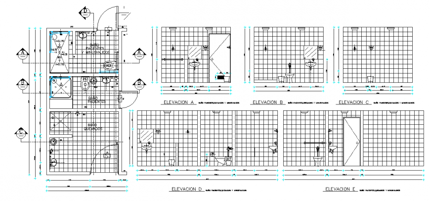 Different type of Bath room Detail in DWG file
