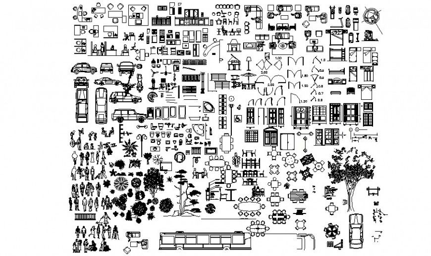 Different type of furniture and household blocks autocad file