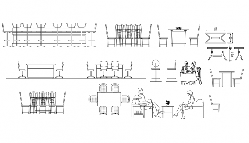 Different type of furniture block 2d view elevation autocad file