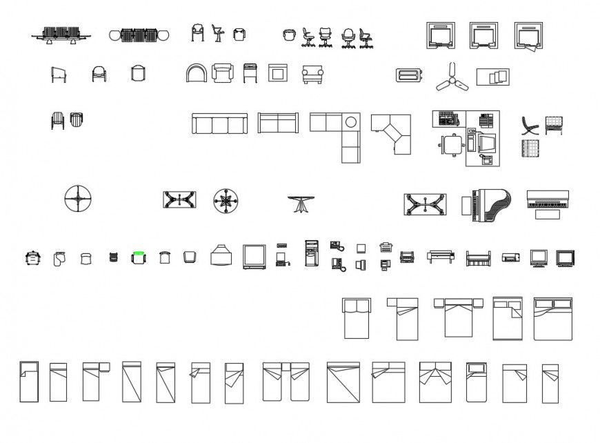 Varied Furniture Blocks Elevation Layout Autocad File