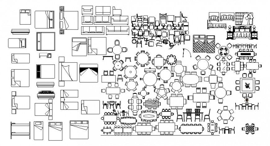 Different type of furniture units elevation 2d view autocad file