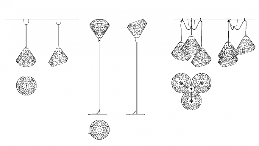 Different type of lighting layout 2d view dwg file