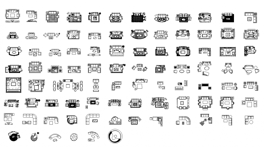Sofa Set CAD Blocks with Layout and Elevation in DWG File